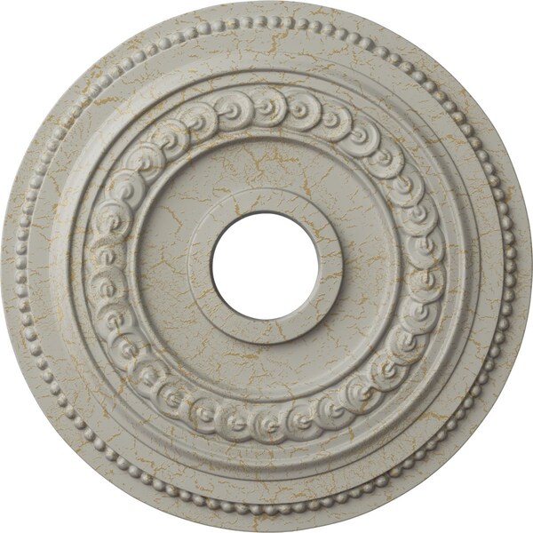 Ekena Millwork Oldham Ceiling Medallion (Canopies up to 8 5/8"), 18"OD x 3 3/8"ID x 7/8"P, Pot of Cream Crackle CM18OL1PCC - main